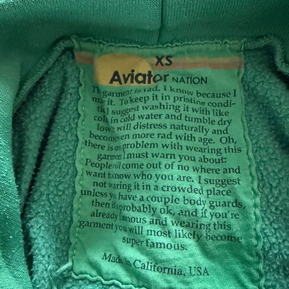 Aviator Nation XS green hoodie - Picture 2 of 6